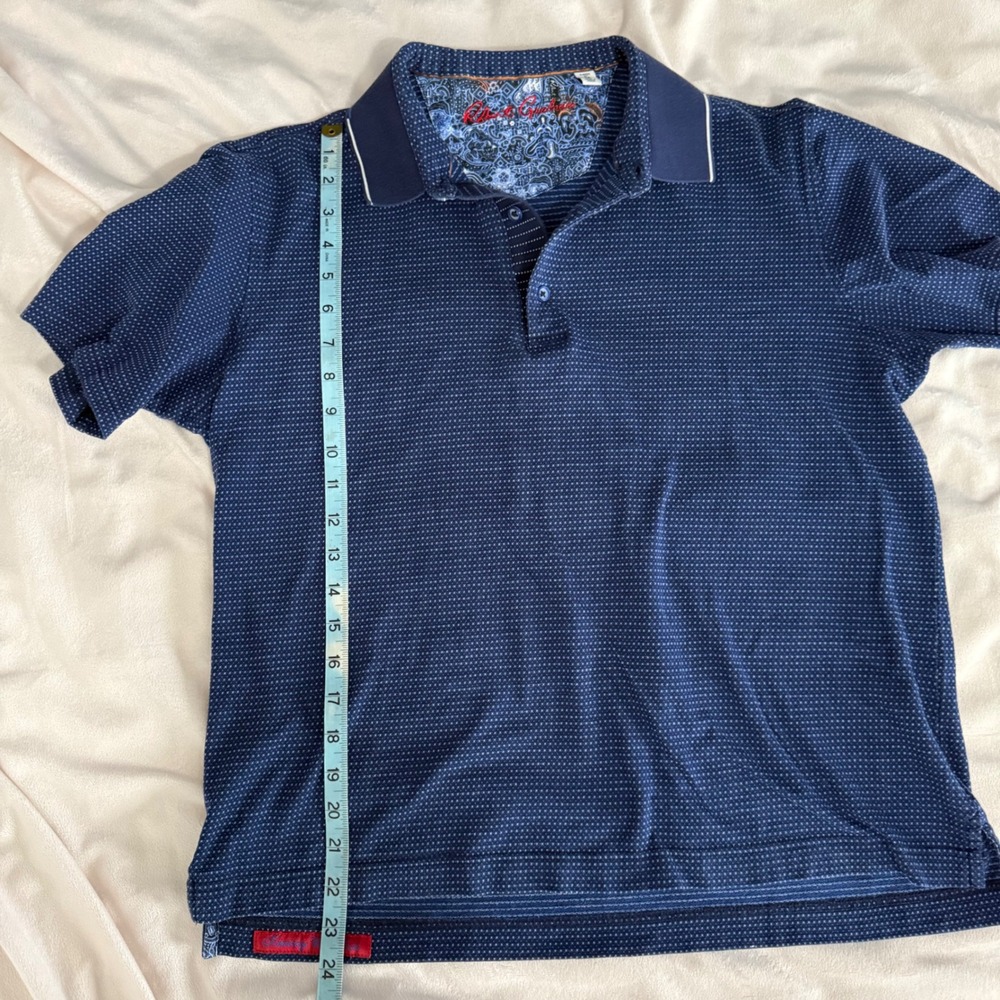 Robert Graham Mens Classic Fit Blue MicroDot Print Short Sleeve Polo Size Medium - Picture 10 of 10